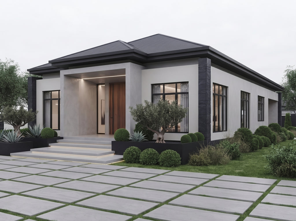 The Onyx Crest Residence | Modern Minimalist Luxury Bungalow Design